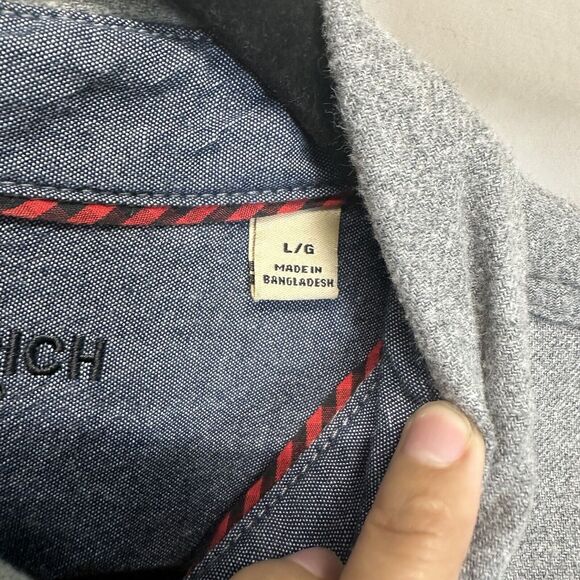 Woolrich Chamois Shirt Men’s Large Gray Long Sleeve Button Up Long Sleeve Cotton - Picture 7 of 11